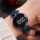 Digital Watch with Magnetic Mesh Band
