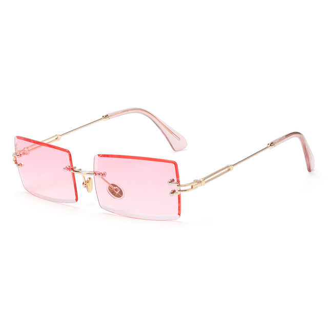 Rimless Small Rectangle Sunglasses Eyewear