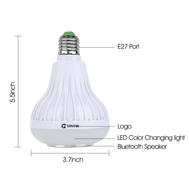 Wireless Bluetooth Speaker+12W RGB Bulb LED Lamp with Remote Control