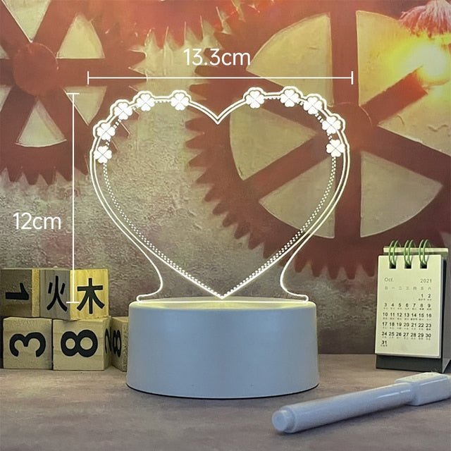 Note Board Led Night Light Acrylic Creative Message Board