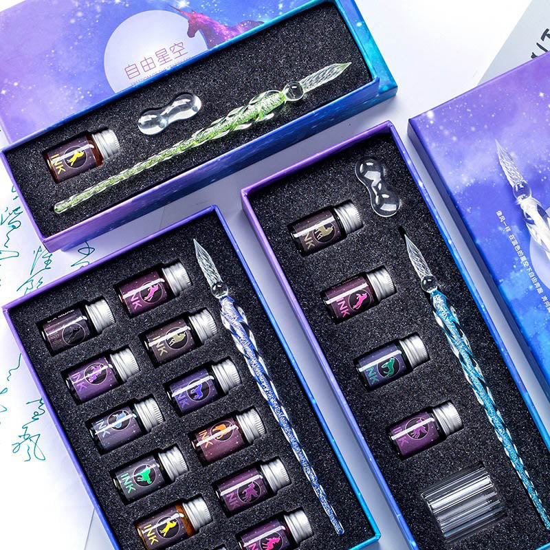 Glittered Crystal Glass Pen Gift Box