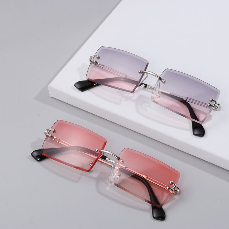 Rimless Small Rectangle Sunglasses Eyewear