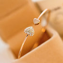 Adjustable Bracelet Crystal Double Heart Opening Bracelets bangles