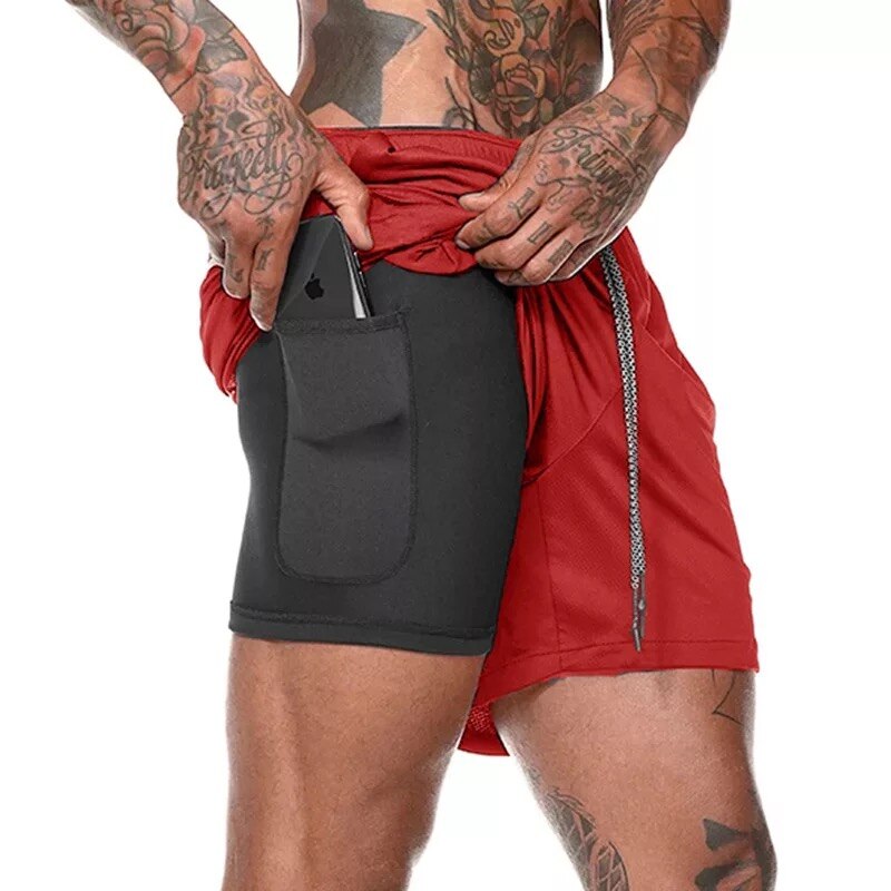2-in-1 Gym Fitness Quick-drying Running Shorts