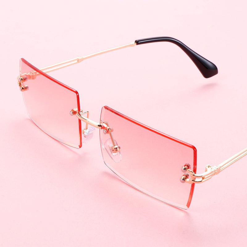 Rimless Small Rectangle Sunglasses Eyewear