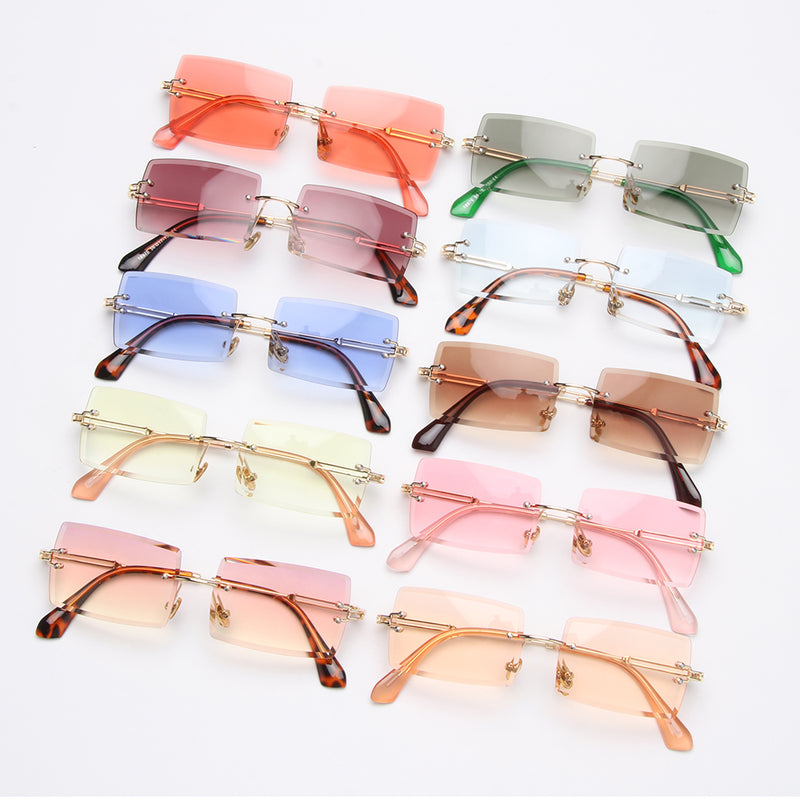 Rimless Small Rectangle Sunglasses Eyewear