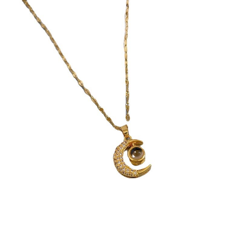 100 Languages I Love You Crescent Moon Necklace