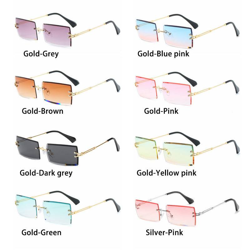 Rimless Small Rectangle Sunglasses Eyewear