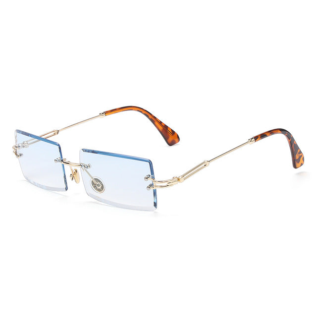 Rimless Small Rectangle Sunglasses Eyewear