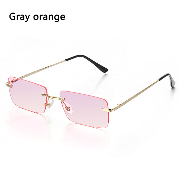 Rimless Small Rectangle Sunglasses Eyewear