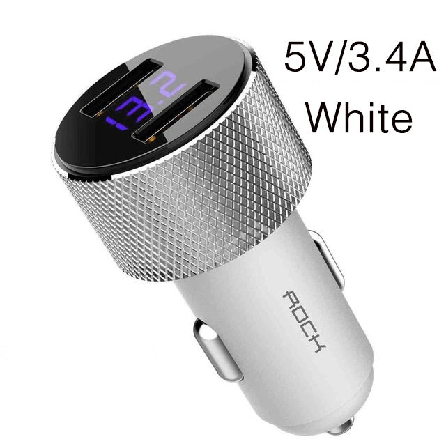 ROCK Mini Dual USB Car Charger LED Display