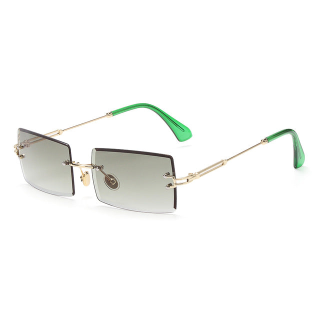 Rimless Small Rectangle Sunglasses Eyewear