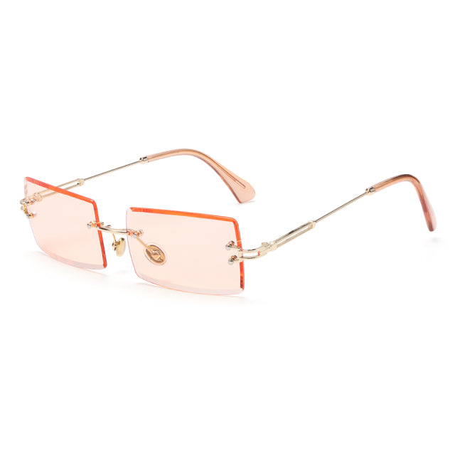 Rimless Small Rectangle Sunglasses Eyewear