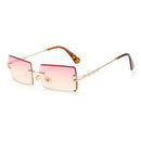 Rimless Small Rectangle Sunglasses Eyewear