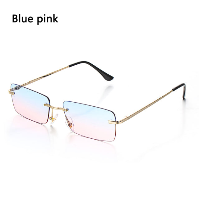 Rimless Small Rectangle Sunglasses Eyewear