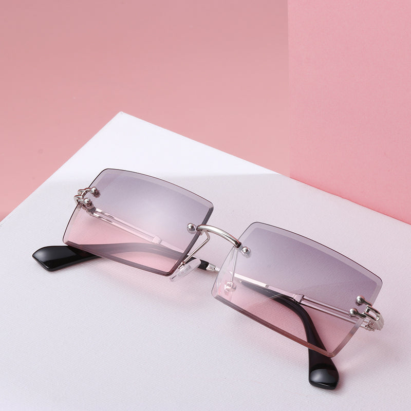 Rimless Small Rectangle Sunglasses Eyewear