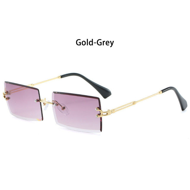 Rimless Small Rectangle Sunglasses Eyewear