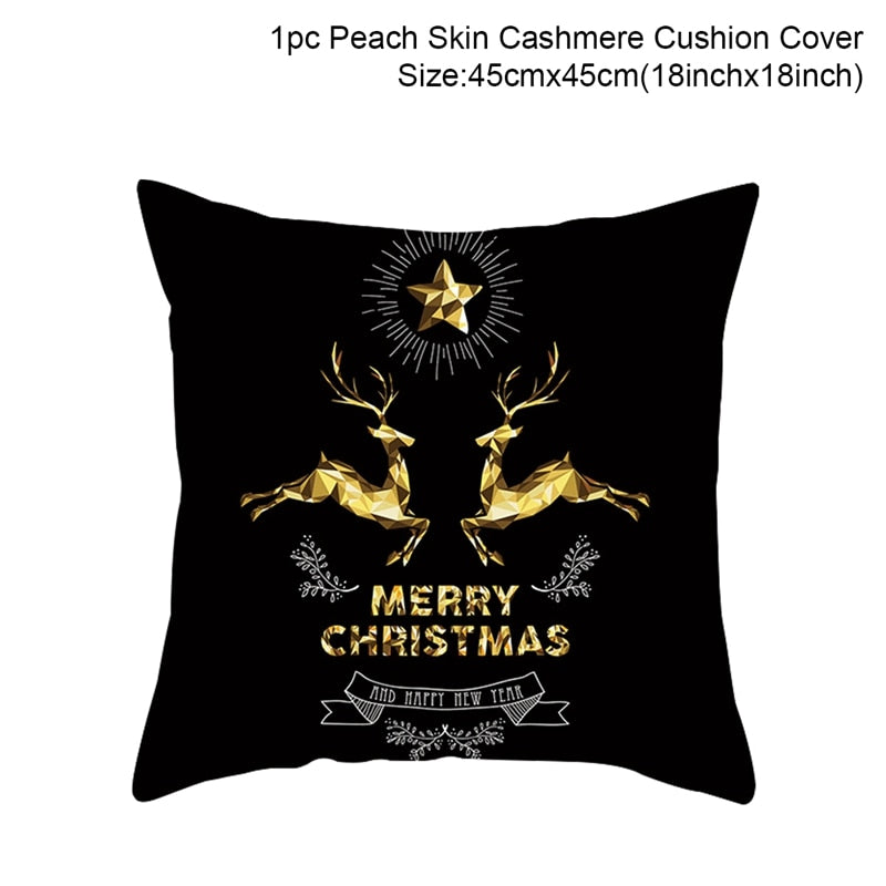 FENGRISE 45x45cm Cotton Linen Merry Christmas Cover Cushion
