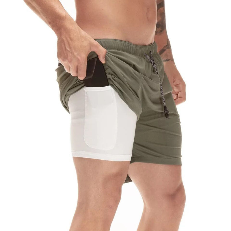 2-in-1 Gym Fitness Quick-drying Running Shorts