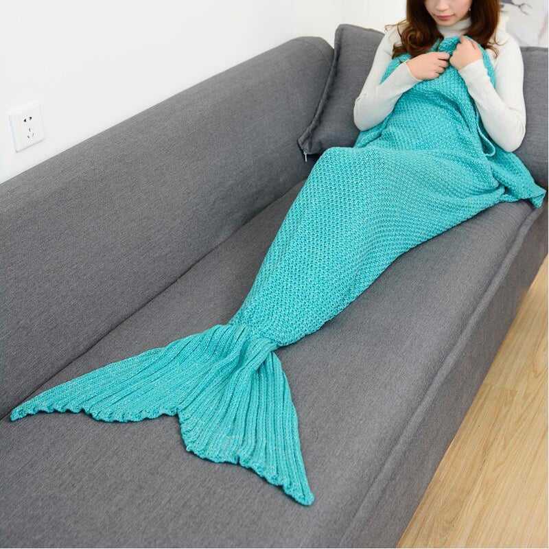 Soft Knitted Mermaid Tail Blanket