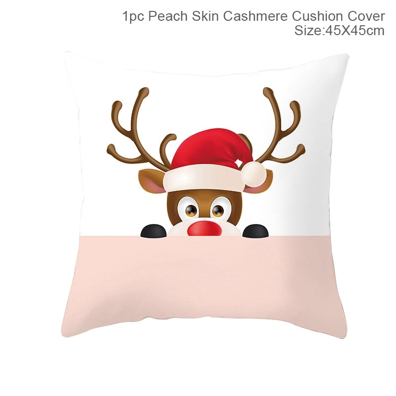 FENGRISE 45x45cm Cotton Linen Merry Christmas Cover Cushion