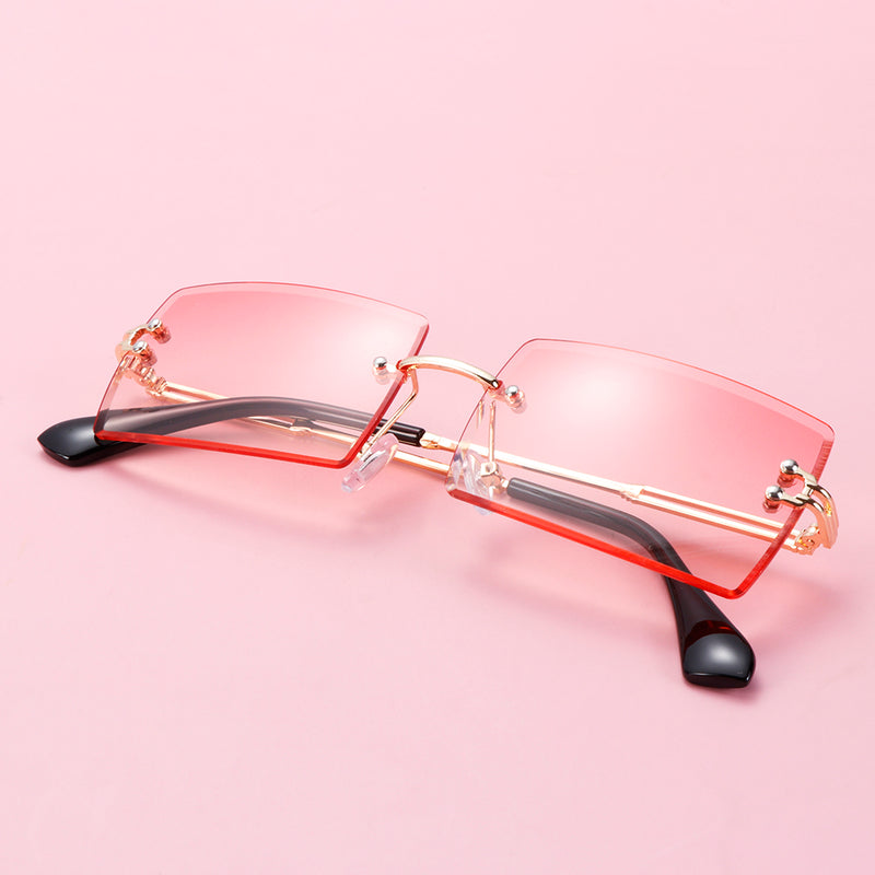 Rimless Small Rectangle Sunglasses Eyewear