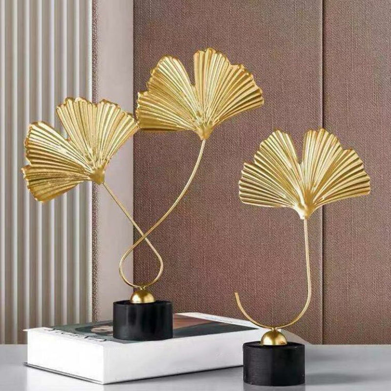 Golden Ginkgo Leaves Miniature Figurine
