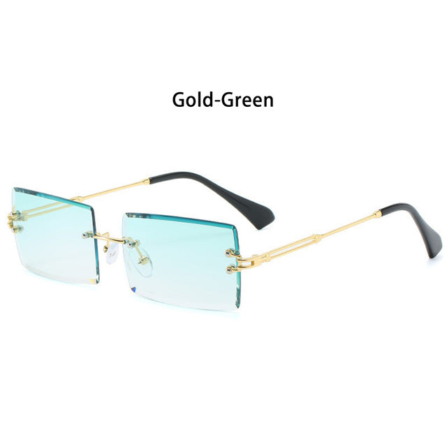 Rimless Small Rectangle Sunglasses Eyewear