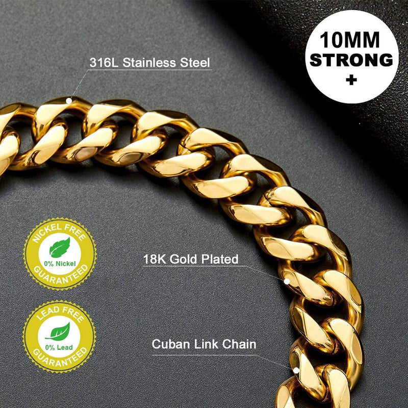 18K Gold Cuban Link Chain Collar for Dogs