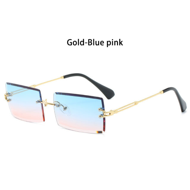 Rimless Small Rectangle Sunglasses Eyewear