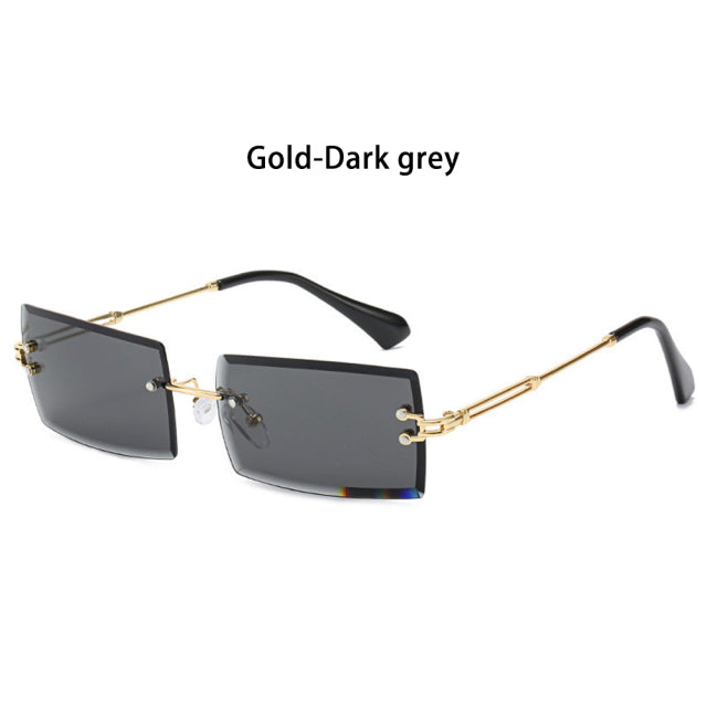 Rimless Small Rectangle Sunglasses Eyewear