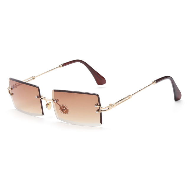 Rimless Small Rectangle Sunglasses Eyewear