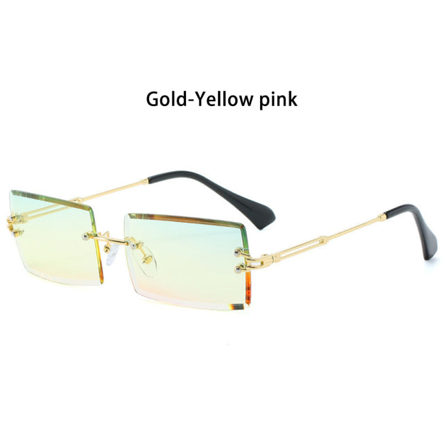 Rimless Small Rectangle Sunglasses Eyewear