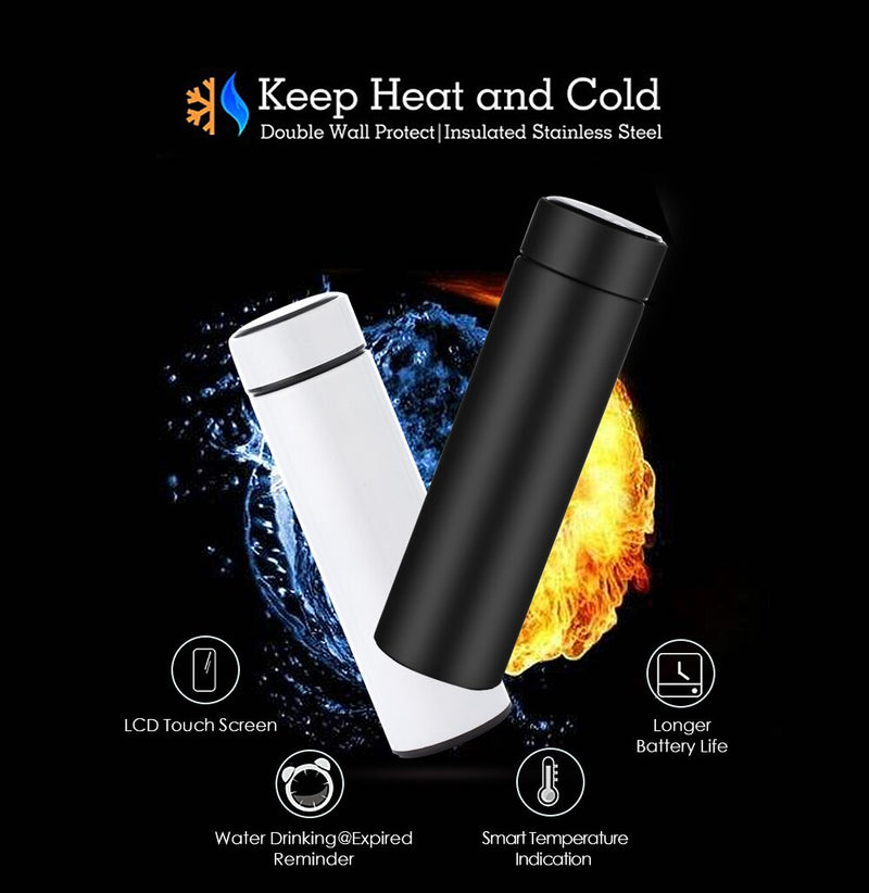 LED Temperature Display Bottle Stainless Steel Thermos Tea Filter