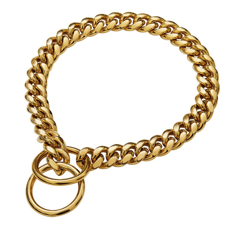 18K Gold Cuban Link Chain Collar for Dogs