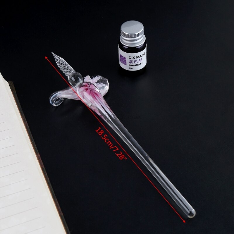 Vintage Elegant Floral Glass Dip Pen