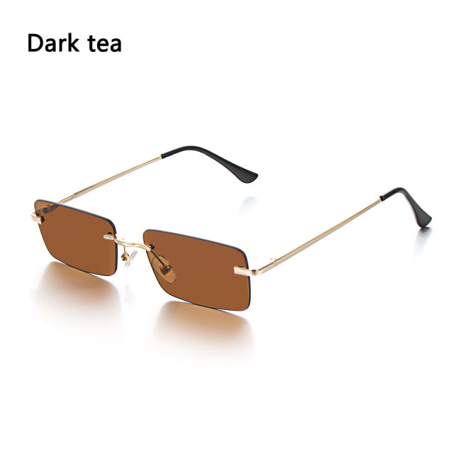 Rimless Small Rectangle Sunglasses Eyewear