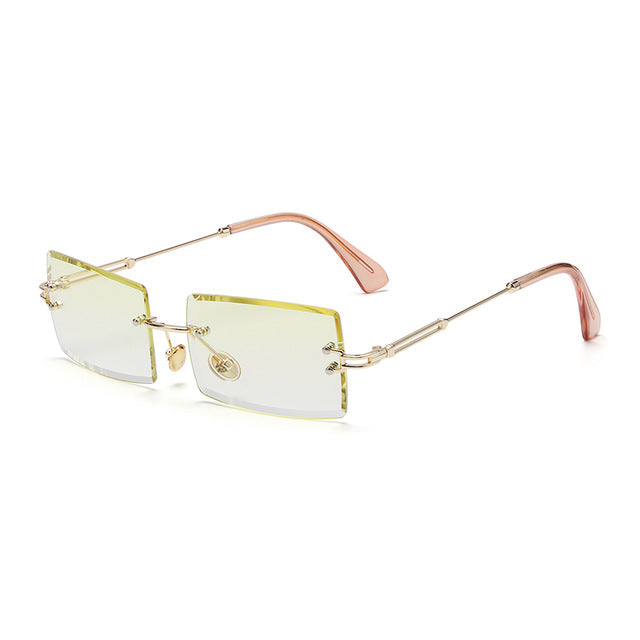 Rimless Small Rectangle Sunglasses Eyewear