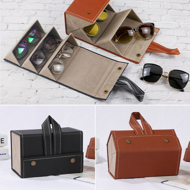 Portable Eyeglasses PU Leather Case Organizer