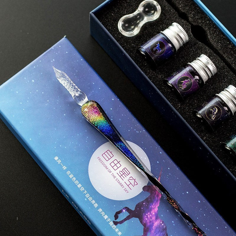 Glittered Crystal Glass Pen Gift Box