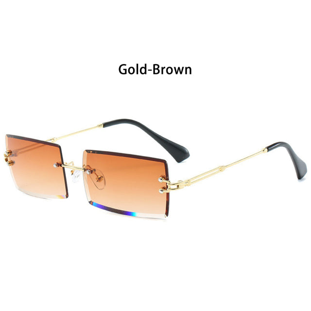 Rimless Small Rectangle Sunglasses Eyewear